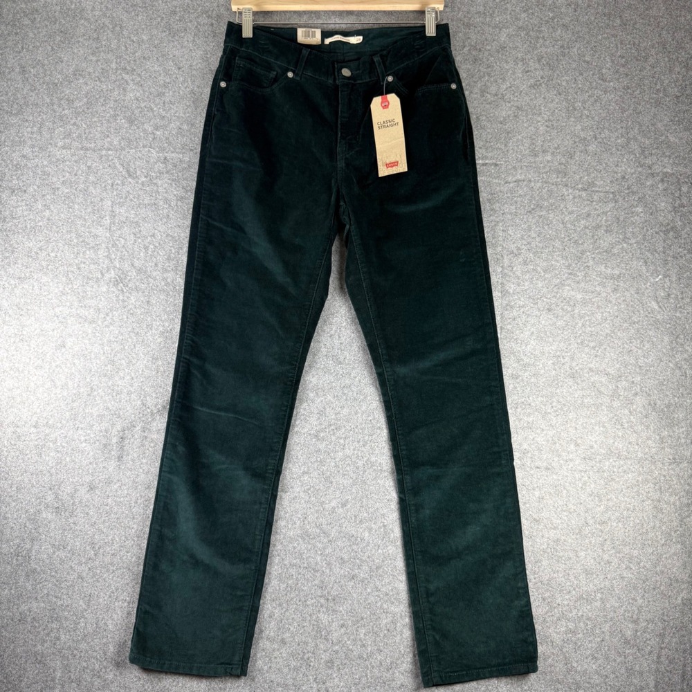 Levi's Classic Straight Corduroy Jeans Emerald Green Mid Rise Women's